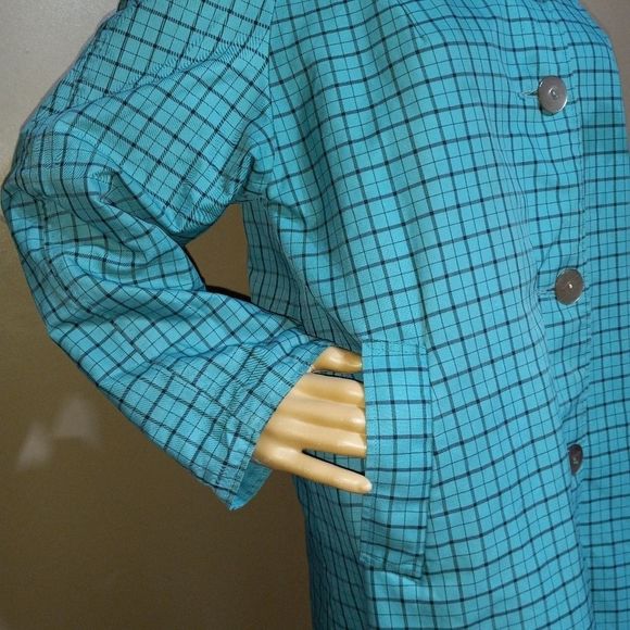 Vintage 70s Expressly for J.C.Penny turquoise coat, sz XL - Picture 9 of 12